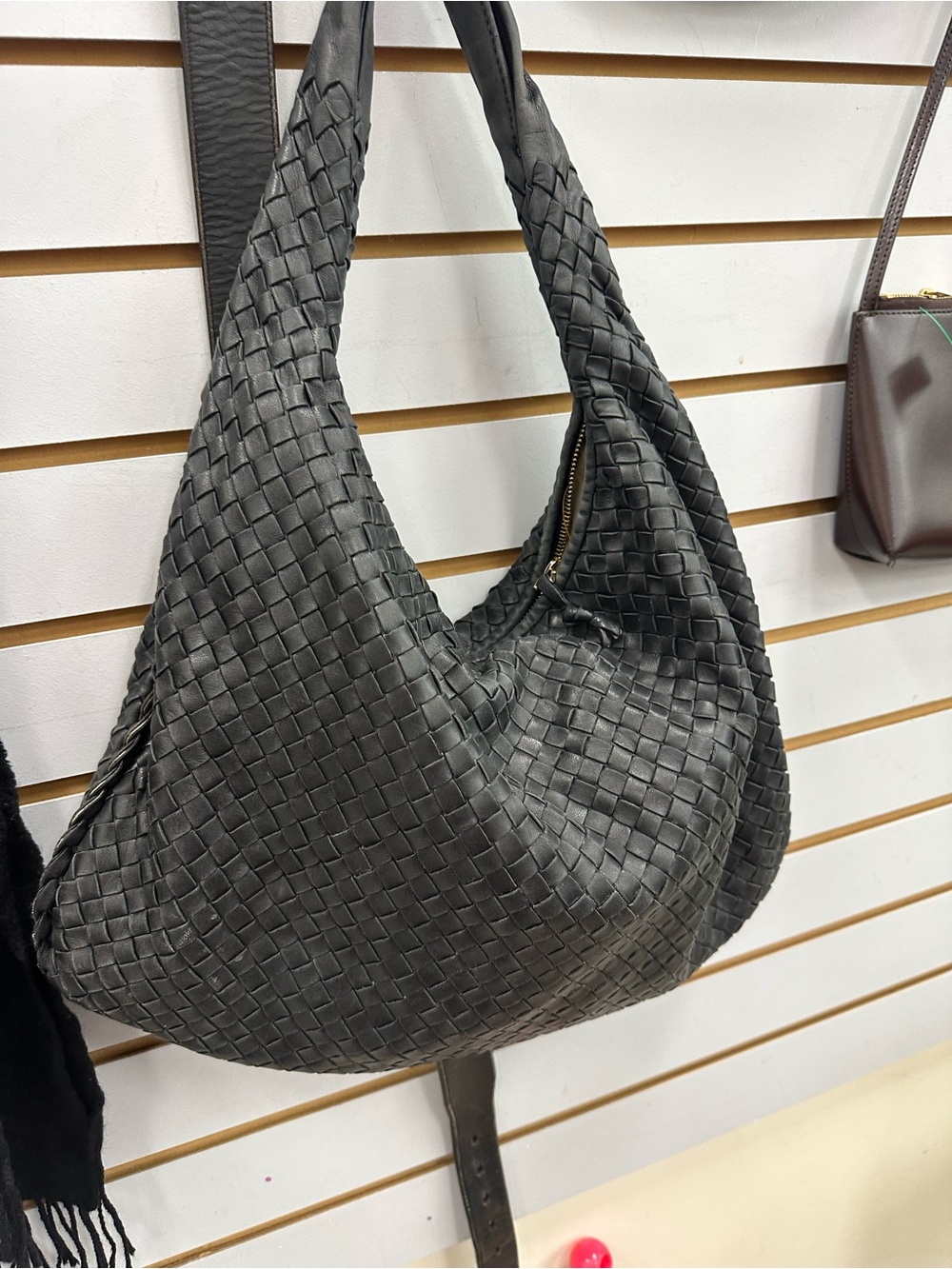 Bottega Veneta Black Intrecciato Woven Shoulder Hobo